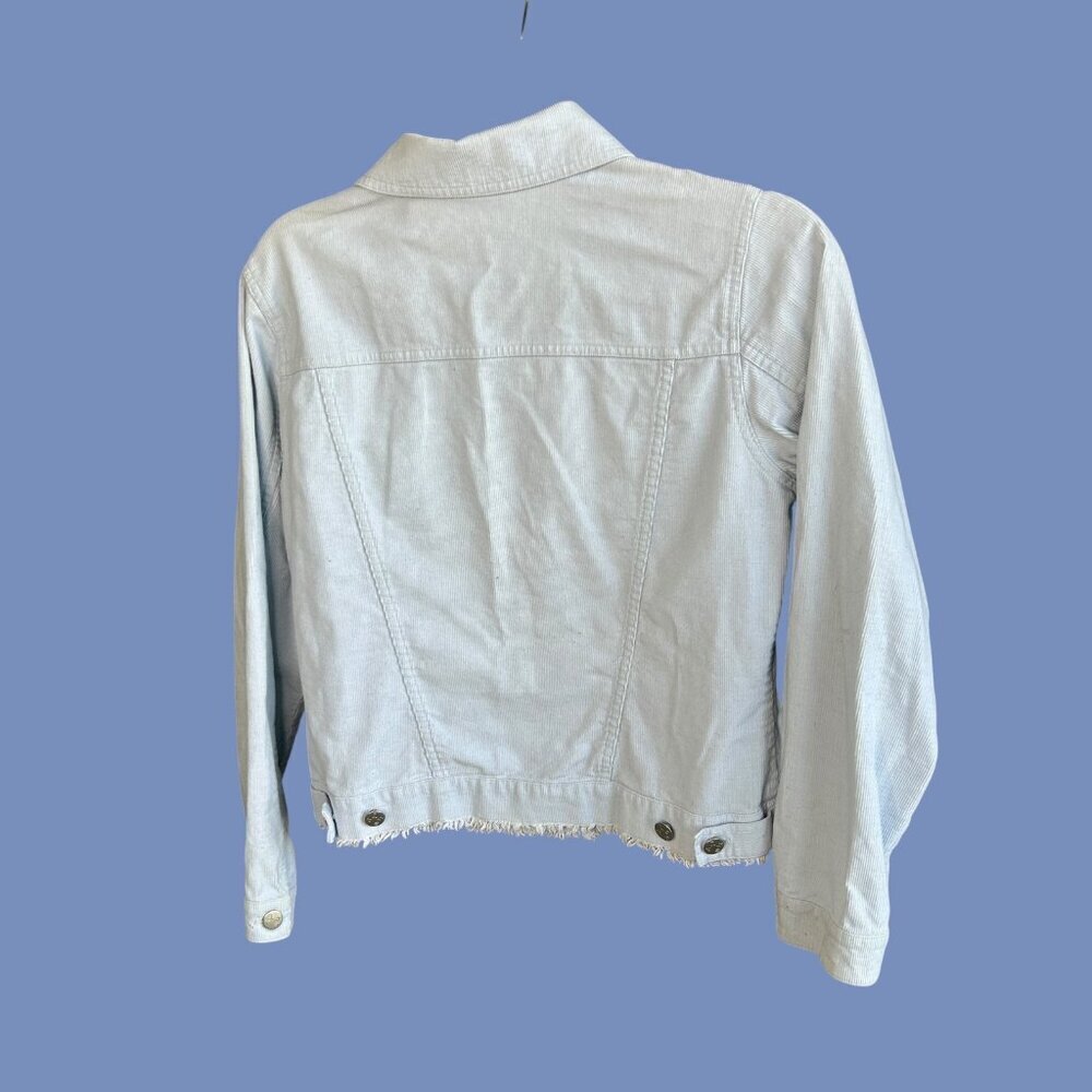 So Blue Sigrid Olsen Light Blue Pinwale Corduroy Trucker Jacket Size Small - Picture 4 of 10